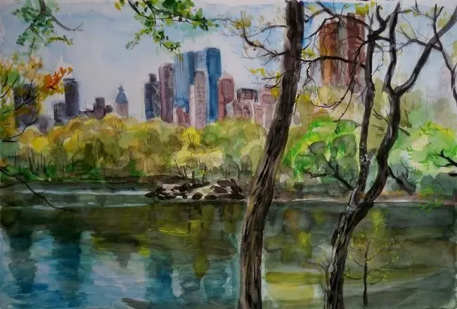 Central park, New York, painting