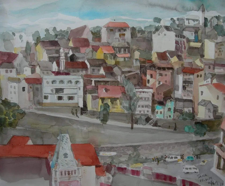 Landscape with a village on a hillside