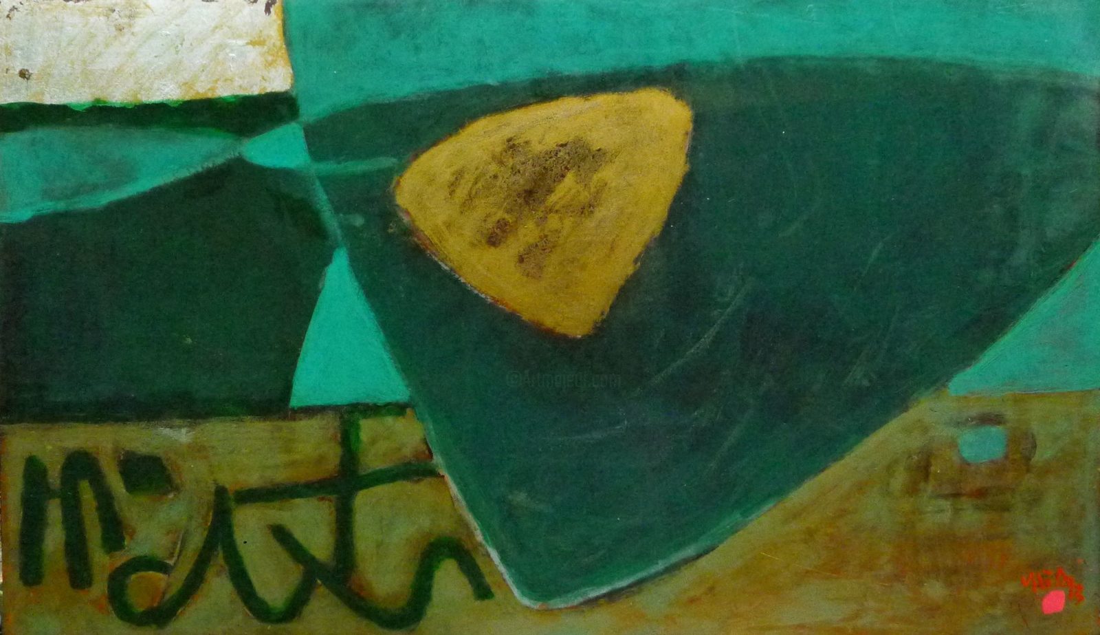 Lacquer in deep green, gold and black